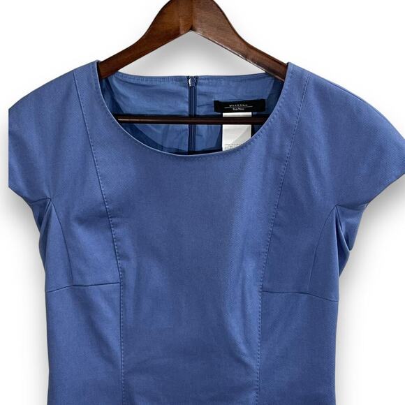 Weekend MaxMara Sheath Dress Blue Cotton Classic Fit Size 8 - Picture 5 of 12